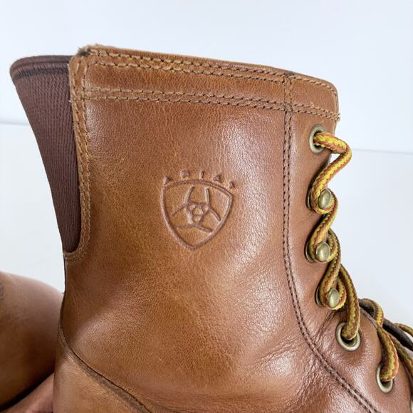 Ariat Women Lace Up Ankle Boots Size 9.5B Caramel Leather Western Cowboy Fashion - Picture 9 of 13